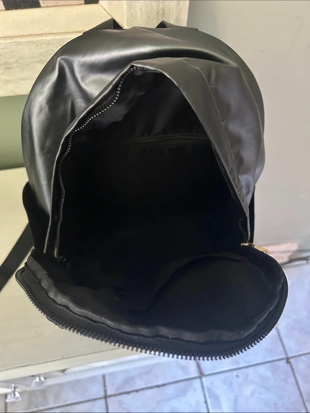 Versace Black Nylon Backpack with Gold Zippers